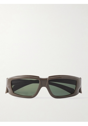 Rick Owens - D-Frame Acetate Wrap-Around Sunglasses - Men - Brown