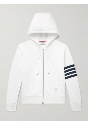 Thom Browne - Slim-Fit Striped Loopback Cotton-Jersey Zip-Up Hoodie - Men - White - 0