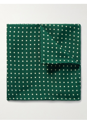 Dunhill - Polka-Dot Mulberry Silk-Twill Pocket Square - Men - Green