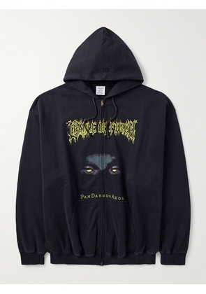 VETEMENTS - Cradle of Filth Oversized Printed Cotton-Jersey Zip-Up Hoodie - Men - Black - XS