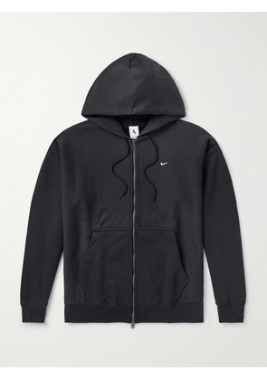 Nike - Solo Swoosh Logo-Embroidered Cotton-Blend Jersey Hoodie - Men - Black - XS