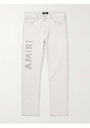 AMIRI - Slim-Fit Straight-Leg Logo-Print Paint-Splattered Jeans - Men - Blue - UK/US 28