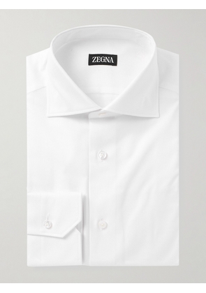 Zegna - Cutaway-Collar Cotton-Piqué Shirt - Men - White - EU 37