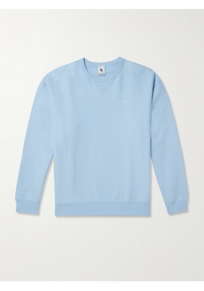 Nike - Solo Swoosh Oversized Logo-Embroidered Cotton-Blend Jersey Sweatshirt - Men - Blue - S