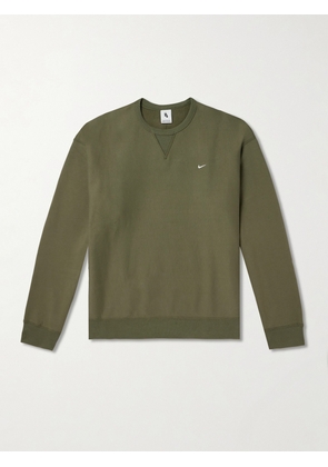 Nike - Solo Swoosh Oversized Logo-Embroidered Cotton-Blend Jersey Sweatshirt - Men - Green - S