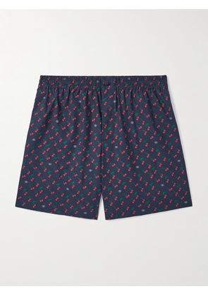 Valentino Garavani - Straight-Leg Printed Cotton-Poplin Bermuda Shorts - Men - Blue - IT 46