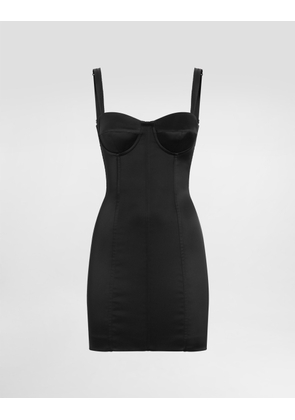Dolce & Gabbana Satin Corset Minidress - Woman Dresses Black Satin 46