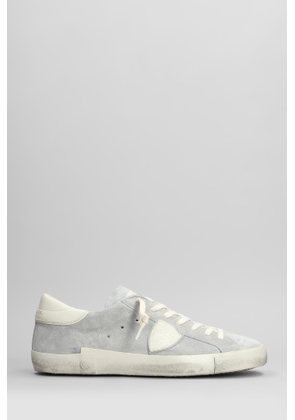 Philippe Model Prsx Low Sneakers In Grey Suede