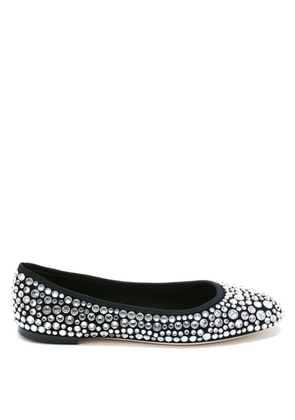 Giuseppe Zanotti Ladies Amur Crystal Suede Ballerina Flats