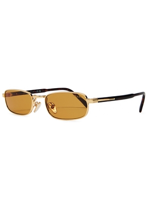 Prada Narrow Rectangle-frame Sunglasses - Gold - One Size