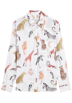 Rails Charli Printed Linen-blend Shirt - White - M (UK12 / M)