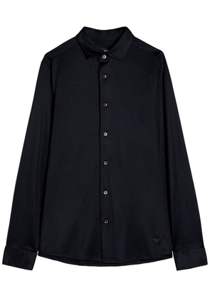 Emporio Armani Logo-appliqué Jersey Shirt - Navy - XL