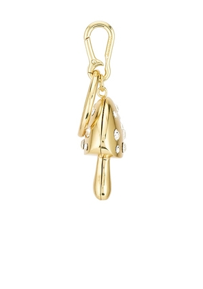 BaubleBar Mush To Love Bag Charm in Metallic Gold.
