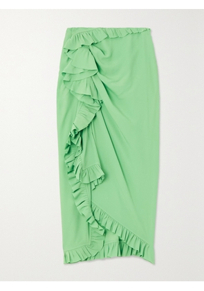 Dries Van Noten - Ruffled Crepe De Chine Skirt - Green - FR 34,FR 36,FR 38,FR 40,FR 42