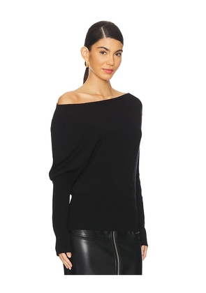 SIMKHAI Lavina Draped Off Shoulder Sweater in Black. Size S. Also in L, M, XL, XS.