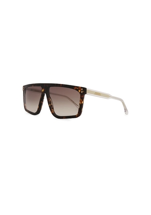 Isabel Marant Rectangular Flat Top Sunglasses in Brown.