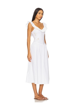 Frankies Bikinis Georgia Poplin Midi Dress in White. Size L. Also in M, XL, XS.