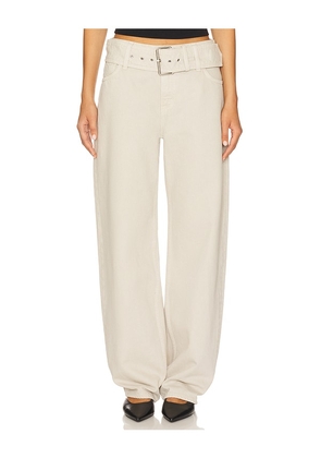 GRLFRND Eliza Belted Boyfriend in Beige. Size 23. Also in 24, 25, 26, 27, 28, 29, 30, 31, 32.