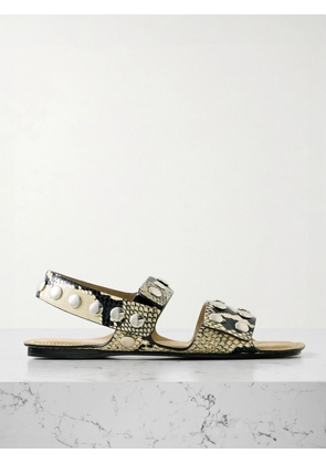 KHAITE - Boden Studded Snake-effect Leather Sandals - Animal print - IT36,IT37,IT38,IT39,IT40,IT41