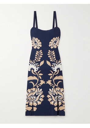 La DoubleJ - Buy Me A Martini Floral-print Crepe Midi Dress - Blue - xx small,x small,small,medium,large,x large,xx large