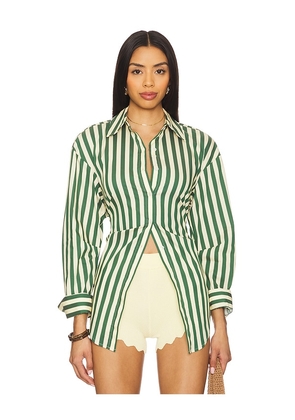 SIMONMILLER Loch Poplin Button Up in Green. Size L. Also in M, S, XL, XS.