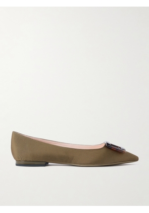 Roger Vivier - Gommettine Buckled Grosgrain Ballet Flats - Green - IT35,IT35.5,IT36,IT36.5,IT37,IT37.5,IT38,IT38.5,IT39,IT39.5,IT40,IT40.5,IT41,IT41.5