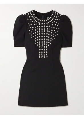 Rebecca Vallance - Faux Pearl-embellished Crepe Mini Dress - Black - UK 4,UK 6,UK 8,UK 10,UK 12,UK 14