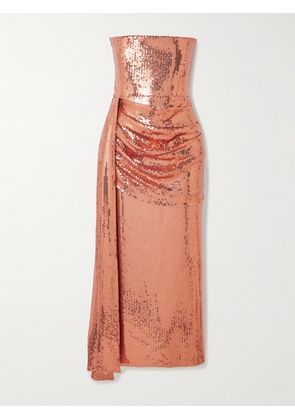 Alex Perry - Asymmetric Draped Sequined Mesh Dress - Metallic - UK 4,UK 6,UK 8,UK 10,UK 12,UK 14,UK 16