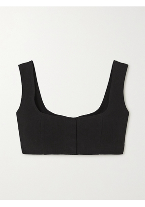 Le Kasha - Jirja Cropped Linen Top - Black - x small,small,medium,large