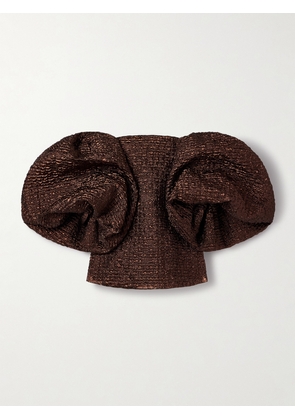 Dima Ayad - Strapless Metallic Cloqué Top - Brown - x small,small,medium,large,x large,xx large