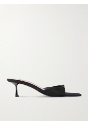 SAINT LAURENT - Daisy 50 Crystal-embellished Satin Mules - Black - EU 37,EU 38,EU 39,EU 40
