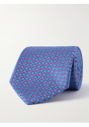 Charvet - 8.5cm Embroidered Silk-Twill Tie - Men - Blue