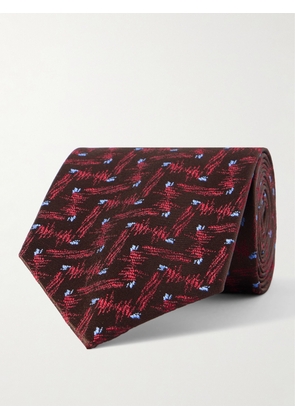 Charvet - 8.5cm Embroidered Silk Tie - Men - Brown