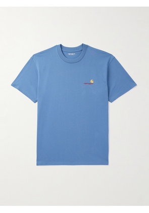 Carhartt WIP - American Script Logo-Embroidered Organic Cotton-Jersey T-Shirt - Men - Blue - XS