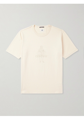 C.P. Company - Embroidered Cotton-Jersey T-Shirt - Men - Neutrals - S