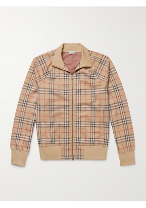 Burberry - Checked Jacquard-Knit Zip-Up Sweatshirt - Men - Neutrals - S