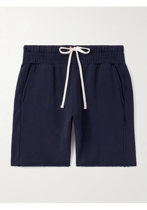 Les Tien - Straight-Leg Garment-Dyed Cotton-Jersey Drawstring Shorts - Men - Blue - S