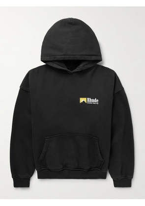 Rhude - Logo-Print Cotton-Jersey Hoodie - Men - Black - XS