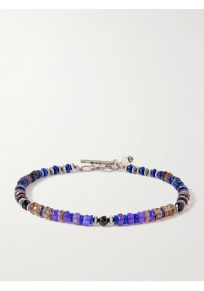 Peyote Bird - Zinnia Sterling Silver Multi-Stone Beaded Bracelet - Men - Blue