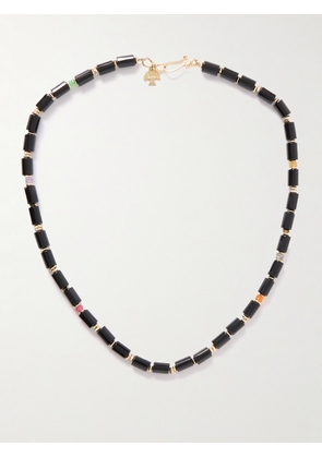 Peyote Bird - Utica 14-Karat Gold-Plated Multi-Stone Beaded Necklace - Men - Black