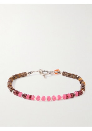 Peyote Bird - Vero Sterling Silver Multi-Stone Beaded Bracelet - Men - Pink