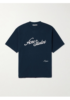 Acne Studios - Exford Logo-Embroidered Cotton-Piqué T-Shirt - Men - Blue - XS