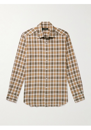 Incotex - Glanshirt Slim-Fit Checked Cotton-Flannel Shirt - Men - Brown - EU 38