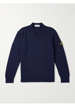 Stone Island - Logo-Appliquéd Wool-Blend Sweater - Men - Blue - S