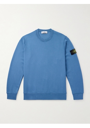 Stone Island - Logo-Appliquèd Garment-Dyed Organic Cotton-Jersey Sweatshirt - Men - Blue - S