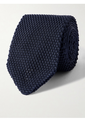 Mr P. - 7cm Knitted Silk Tie - Men - Blue