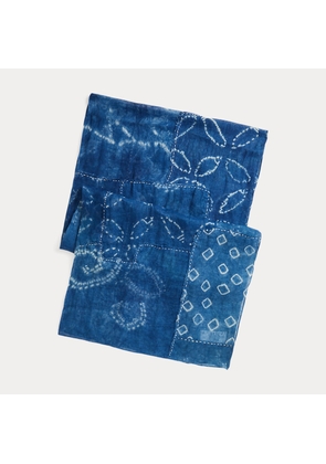Indigo Patchwork Linen Scarf