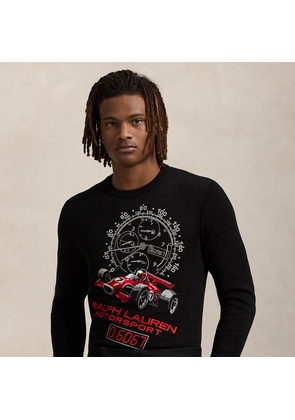 Intarsia-Knit Race Car Cotton Jumper