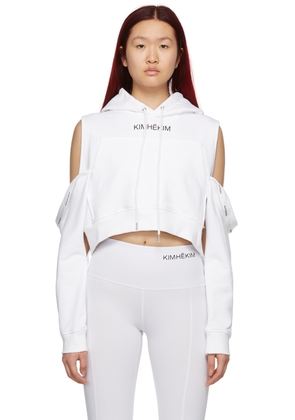 KIMHĒKIM SSENSE Exclusive White Off-Shoulder Petal Hoodie