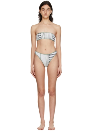 Luna Del Pinal SSENSE Exclusive White Polyester Stripe Bikini
